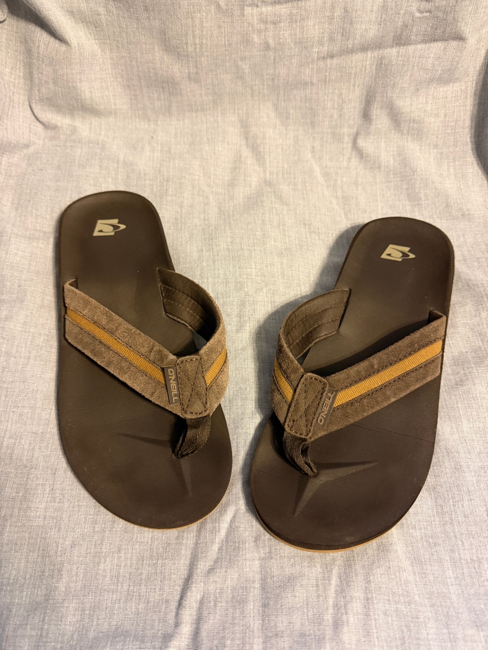 O'Neill Brown Flip Flop Sandals with Tan Stripe